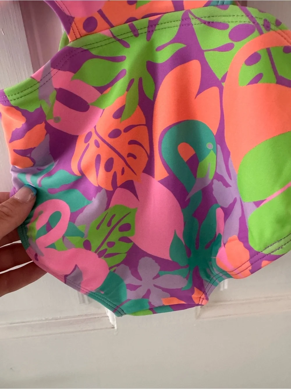 NWOT- Old Navy Kids One-Piece Swimsuit in Purple, Neon Orange & Lime